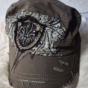 KBETHOS Olive Brown Embroidered Crest Military Cap